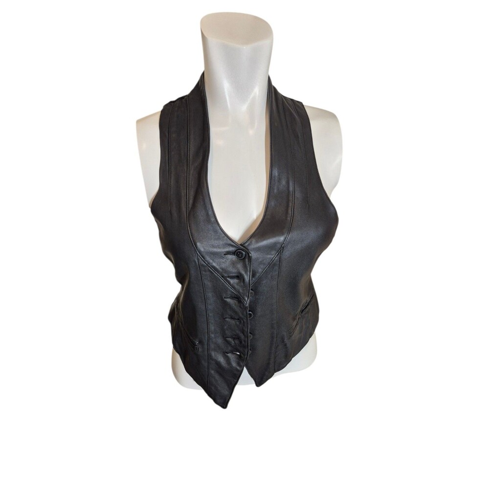 Bailey 44 Vintage Leather Vest Waistcoat Biker Vest Moto Black Sz 4